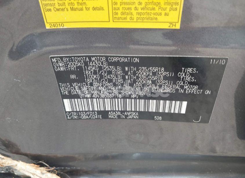 Photo 9 of 2011 Toyota Rav4 SPORT (VIN JTMWF4DV3B5037118)