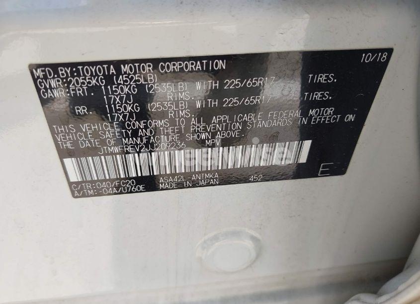 Photo 9 of 2018 Toyota Rav4 XLE (VIN JTMWFREV2JJ209236)
