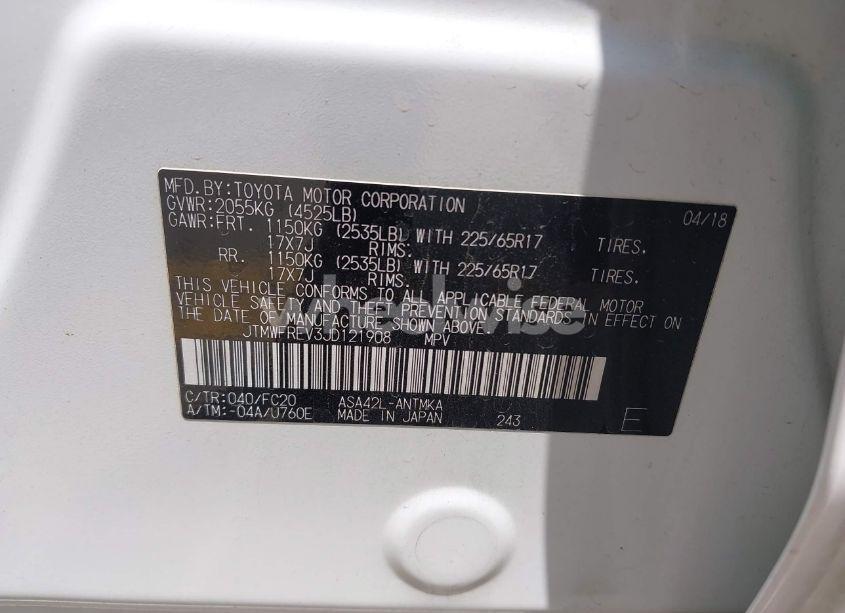 Photo 9 of 2018 Toyota Rav4 XLE (VIN JTMWFREV3JD121908)