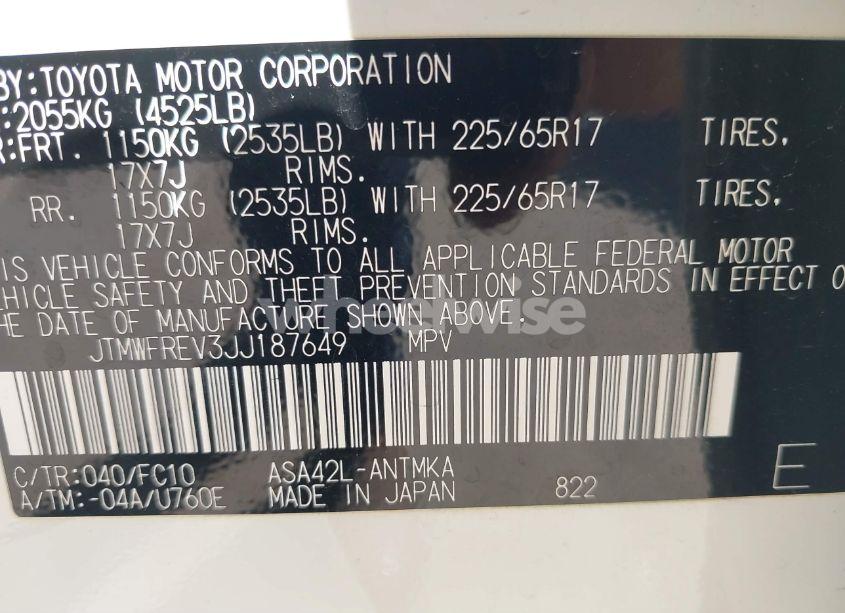 Photo 9 of 2018 Toyota Rav4 XLE (VIN JTMWFREV3JJ187649)