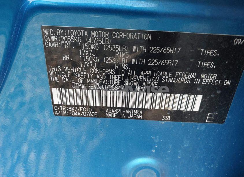 Photo 9 of 2018 Toyota Rav4 XLE (VIN JTMWFREV3JJ725847)