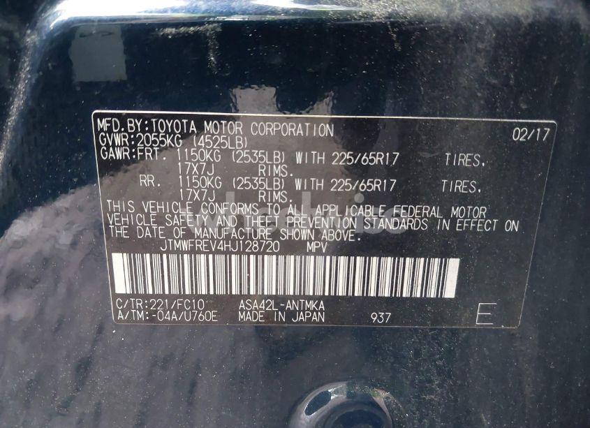 Photo 9 of 2017 Toyota Rav4 XLE (VIN JTMWFREV4HJ128720)