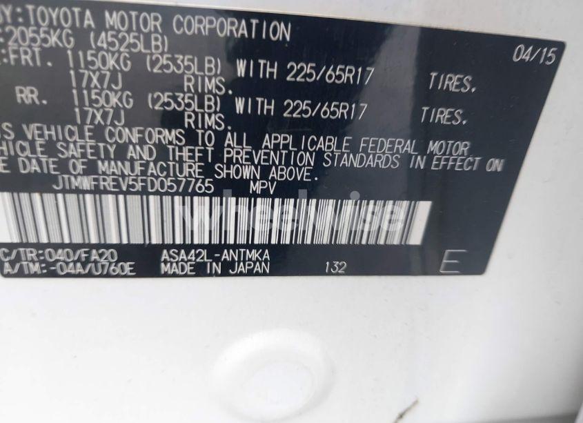 Photo 9 of 2015 Toyota Rav4 XLE (VIN JTMWFREV5FD057765)