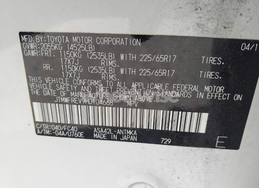 Photo 9 of 2017 Toyota Rav4 XLE (VIN JTMWFREV9HD104668)