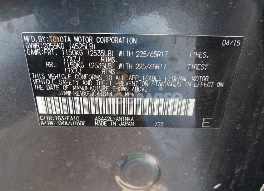 Photo 9 of 2015 Toyota Rav4 XLE (VIN JTMWFREVXFJ041014)