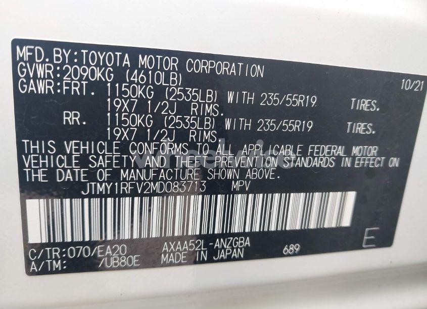 Photo 9 of 2021 Toyota Rav4 LIMITED (VIN JTMY1RFV2MD083713)