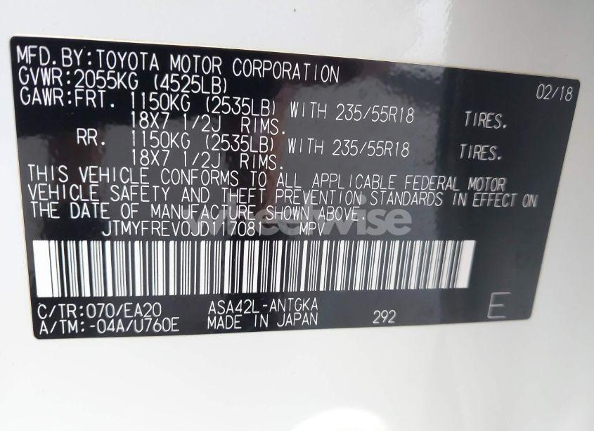 Photo 9 of 2018 Toyota Rav4 LIMITED/PLATINUM (VIN JTMYFREV0JD117081)