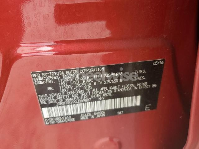 Photo 9 of 2016 TOYOTA RAV4 LIMITED (VIN JTMYFREV9GJ089887)