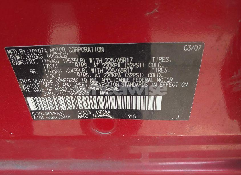 Photo 9 of 2007 Toyota Rav4 LIMITED (VIN JTMZD31V076042246)