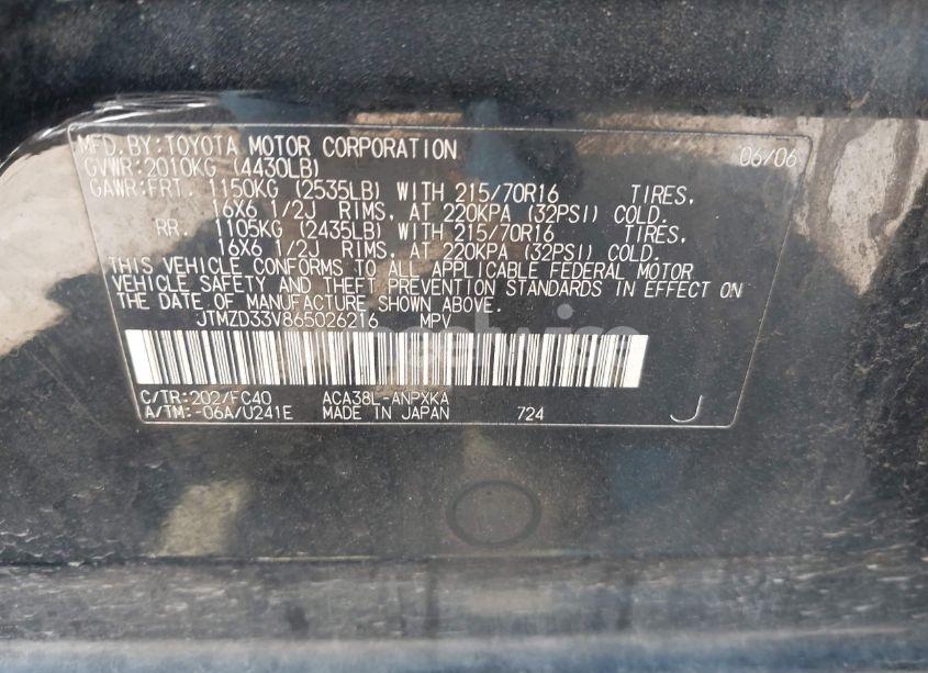 Photo 9 of 2006 Toyota Rav4 (VIN JTMZD33V865026216)