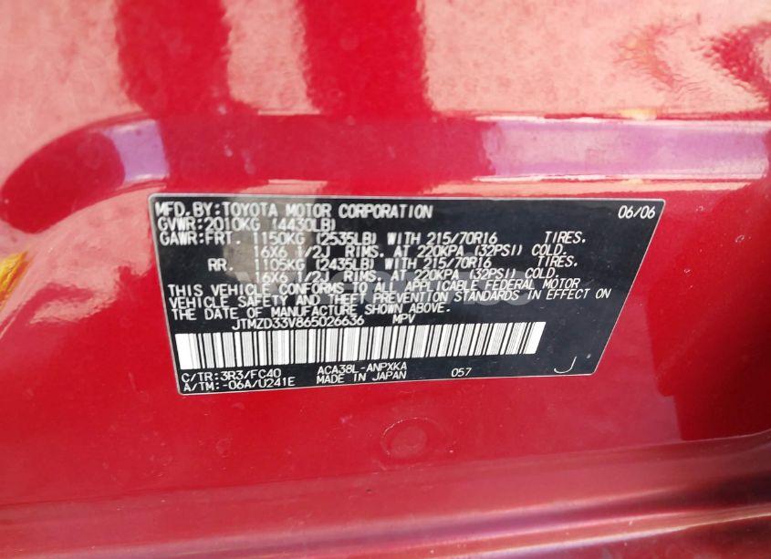 Photo 9 of 2006 Toyota Rav4 (VIN JTMZD33V865026636)