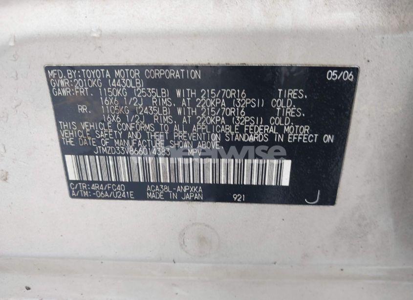 Photo 9 of 2006 Toyota Rav4 (VIN JTMZD33V866014383)