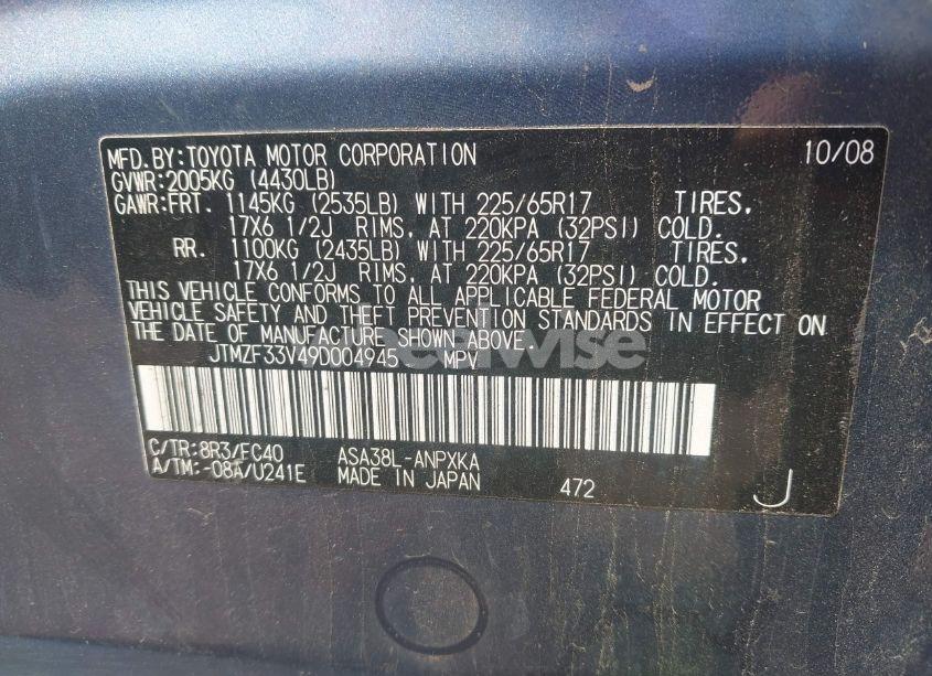 Photo 9 of 2009 Toyota Rav4 (VIN JTMZF33V49D004945)