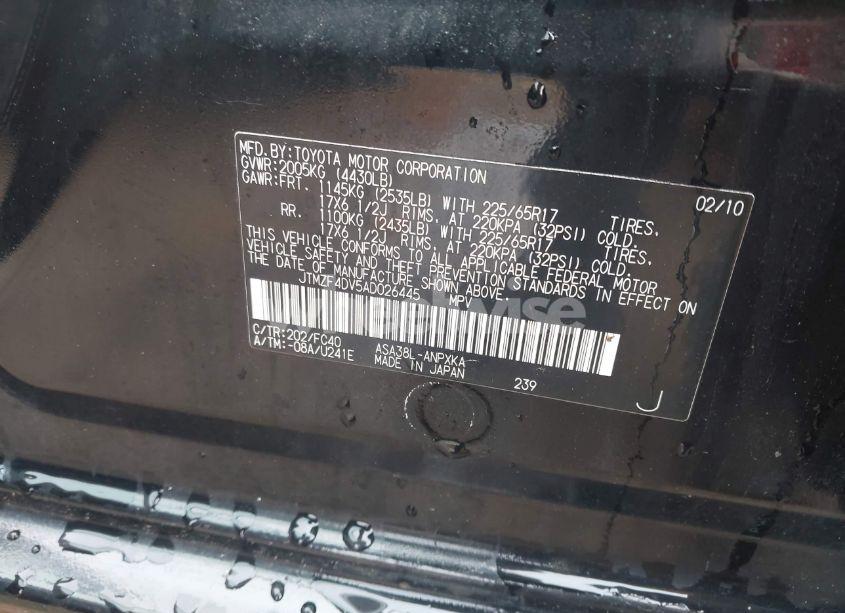 Photo 9 of 2010 Toyota Rav4 (VIN JTMZF4DV5AD026445)