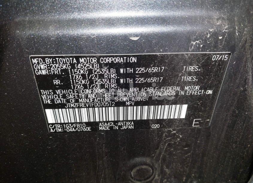 Photo 9 of 2015 Toyota Rav4 LE (VIN JTMZFREV1FD070512)