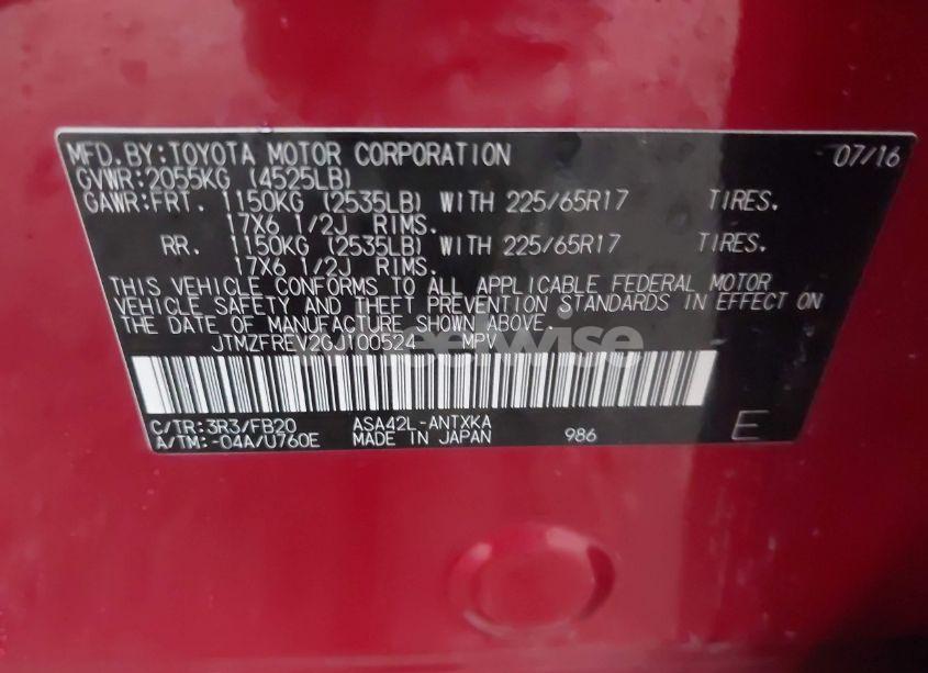 Photo 9 of 2016 Toyota Rav4 LE (VIN JTMZFREV2GJ100524)