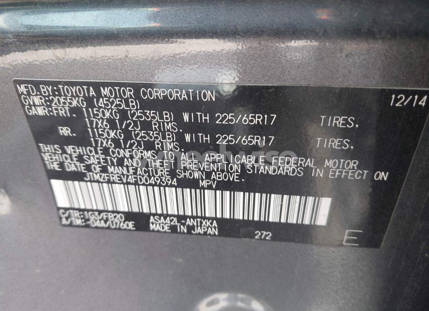 Photo 9 of 2015 Toyota Rav4 LE (VIN JTMZFREV4FD049394)