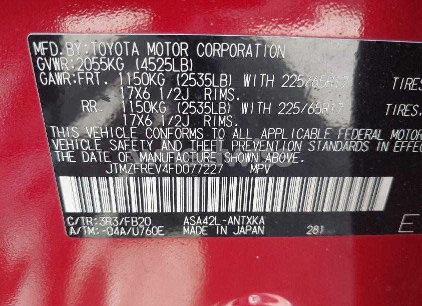 Photo 9 of 2015 Toyota Rav4 LE (VIN JTMZFREV4FD077227)