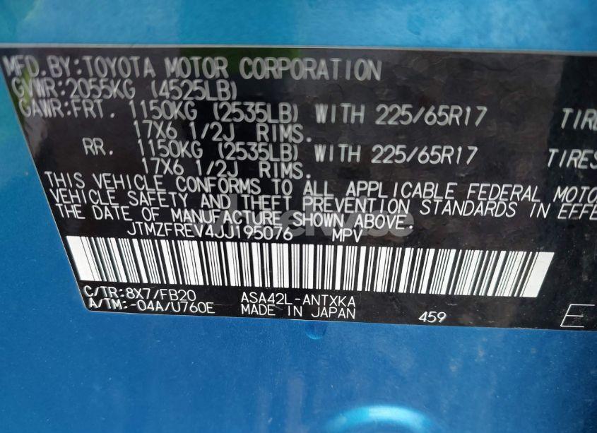 Photo 9 of 2018 Toyota Rav4 LE (VIN JTMZFREV4JJ195076)