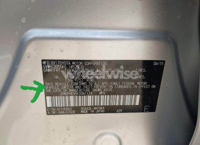 Photo 9 of 2015 Toyota Rav4 LE (VIN JTMZFREV5FD061134)