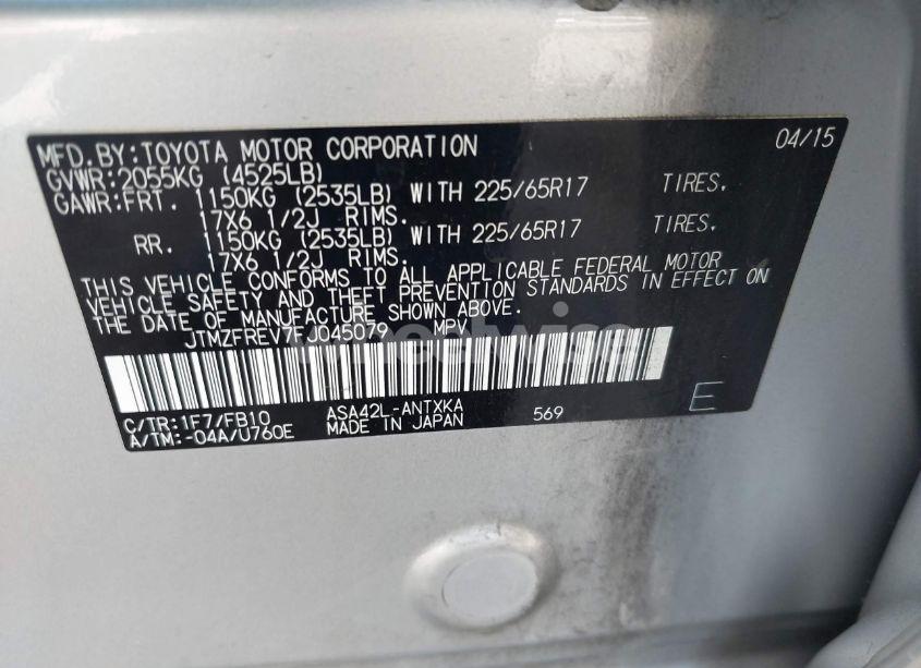 Photo 9 of 2015 Toyota Rav4 LE (VIN JTMZFREV7FJ045079)