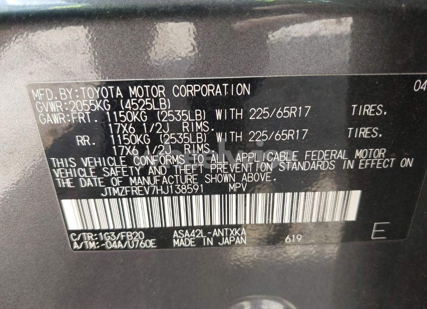 Photo 9 of 2017 Toyota Rav4 LE (VIN JTMZFREV7HJ138591)