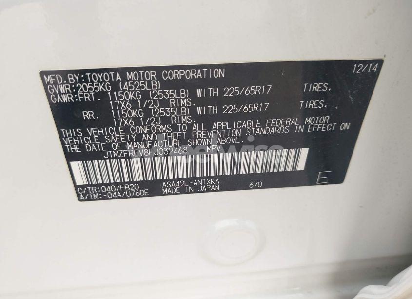 Photo 9 of 2015 Toyota Rav4 LE (VIN JTMZFREV8FJ032468)