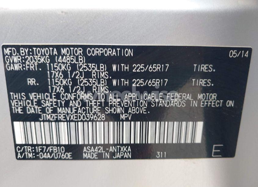 Photo 9 of 2014 Toyota Rav4 LE (VIN JTMZFREVXED039628)