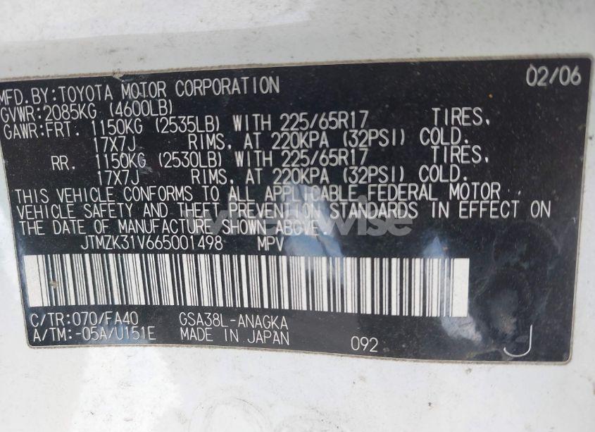 Photo 9 of 2006 Toyota Rav4 LIMITED V6 (VIN JTMZK31V665001498)