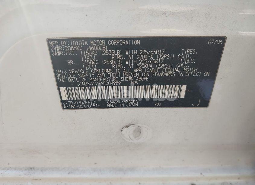 Photo 9 of 2006 Toyota Rav4 LIMITED V6 (VIN JTMZK31V765004989)