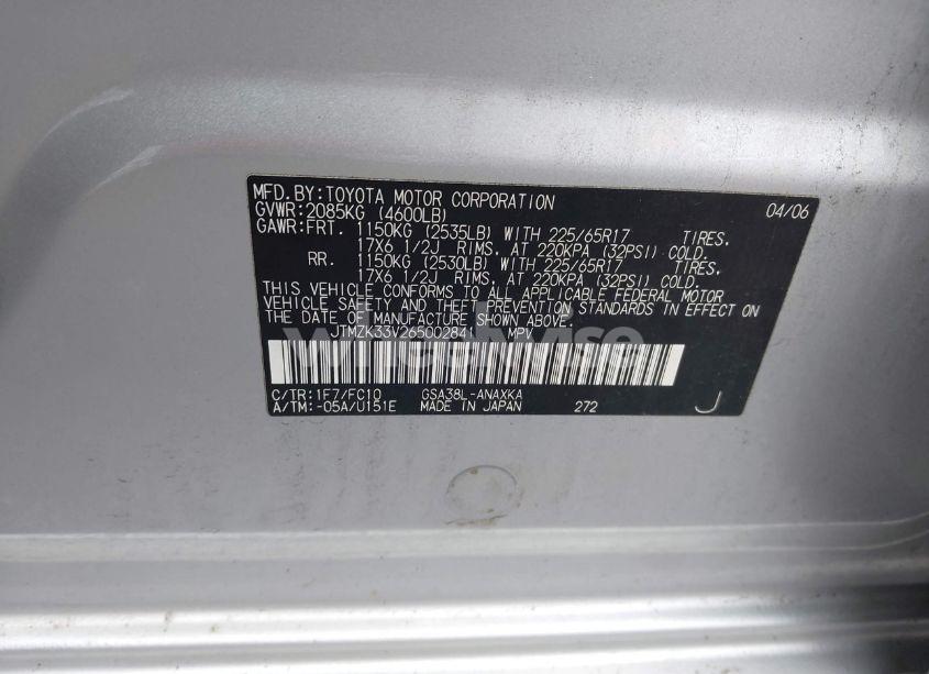 Photo 9 of 2006 Toyota Rav4 BASE V6 (VIN JTMZK33V265002841)