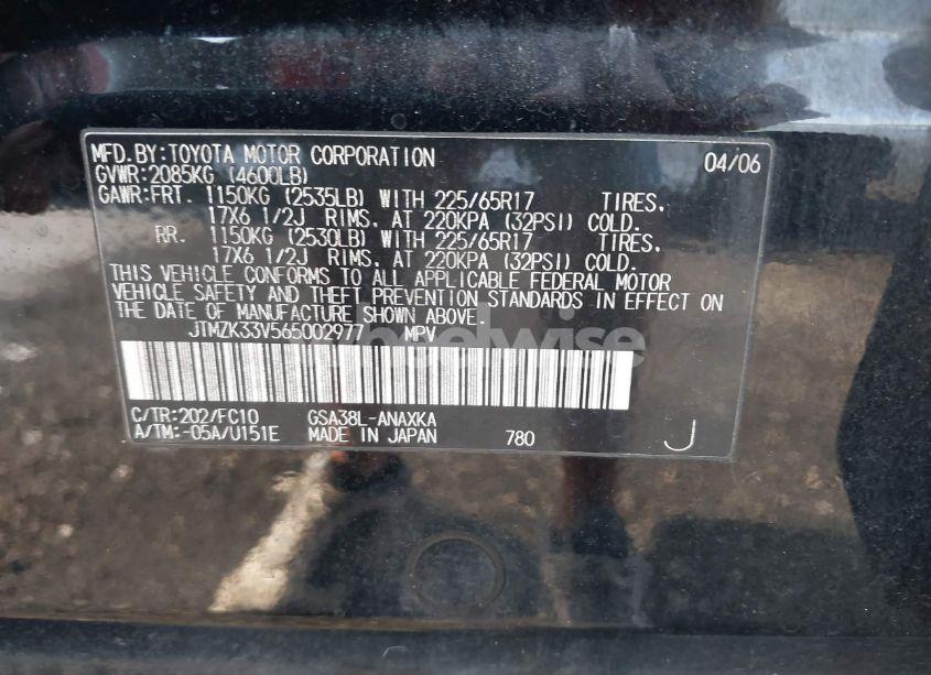Photo 9 of 2006 Toyota Rav4 BASE V6 (VIN JTMZK33V565002977)