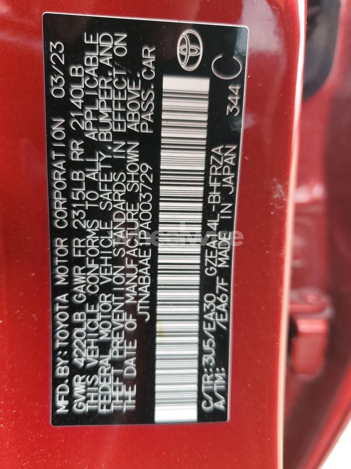 Photo 12 of 2023 TOYOTA GR COROLLA CORE (VIN JTNABAAE1PA003729)