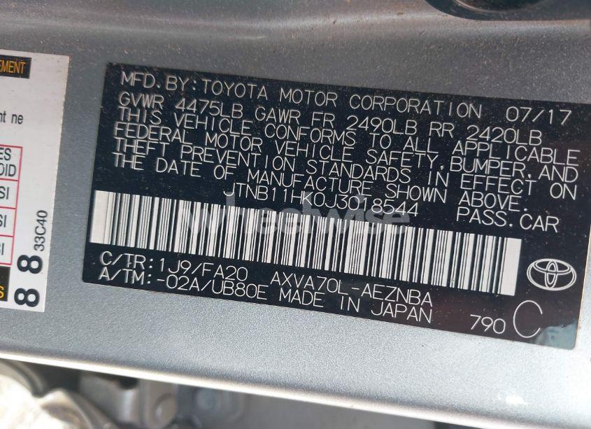 Photo 9 of 2018 Toyota Camry LE (VIN JTNB11HK0J3018544)