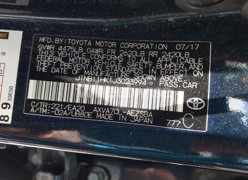 Photo 9 of 2018 Toyota Camry SE (VIN JTNB11HK1J3023994)