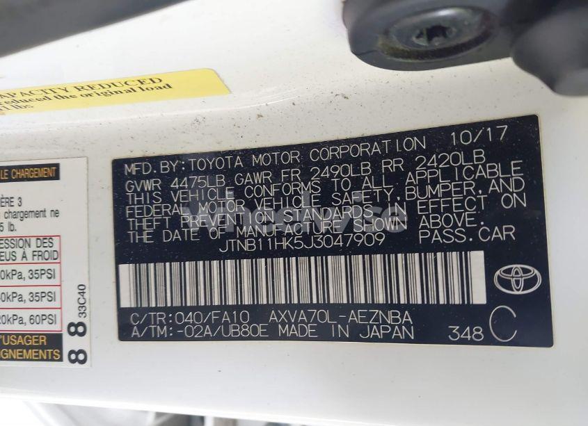 Photo 9 of 2018 Toyota Camry LE (VIN JTNB11HK5J3047909)