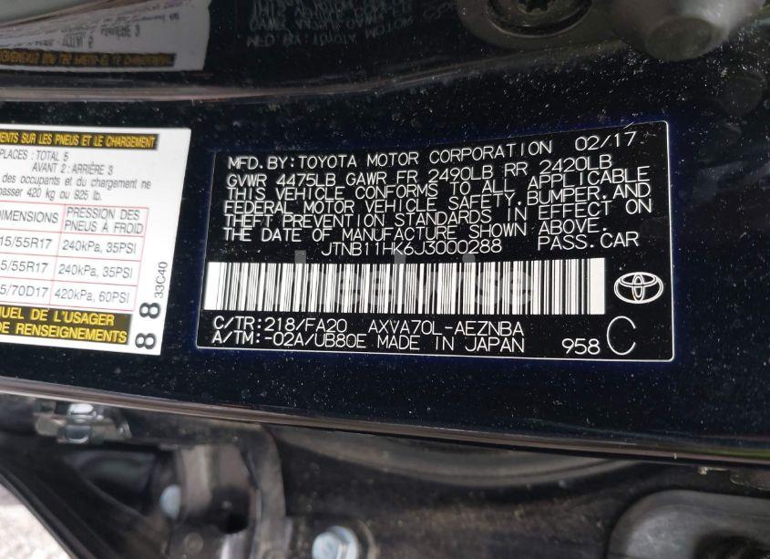 Photo 9 of 2018 Toyota Camry LE (VIN JTNB11HK6J3000288)