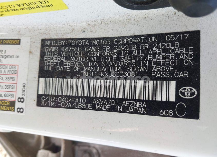 Photo 9 of 2018 Toyota Camry LE (VIN JTNB11HKXJ3003081)