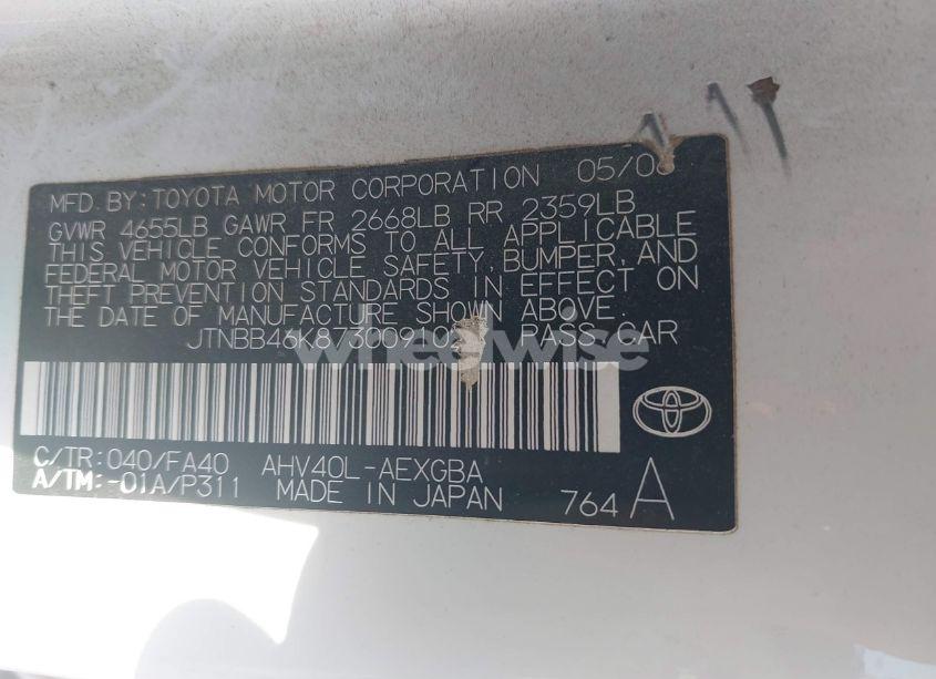 Photo 9 of 2007 Toyota Camry HYBRID (VIN JTNBB46K873009102)