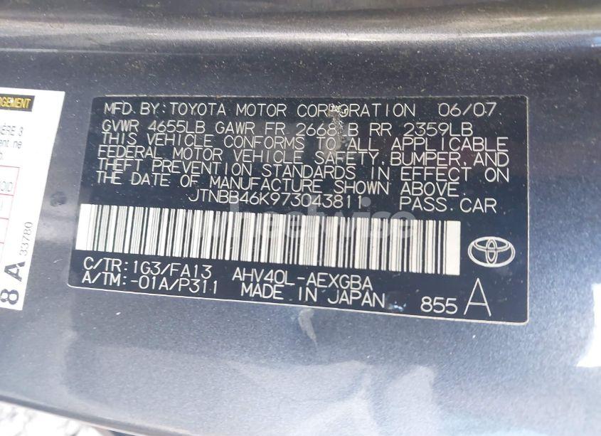 Photo 9 of 2007 Toyota Camry HYBRID (VIN JTNBB46K973043811)