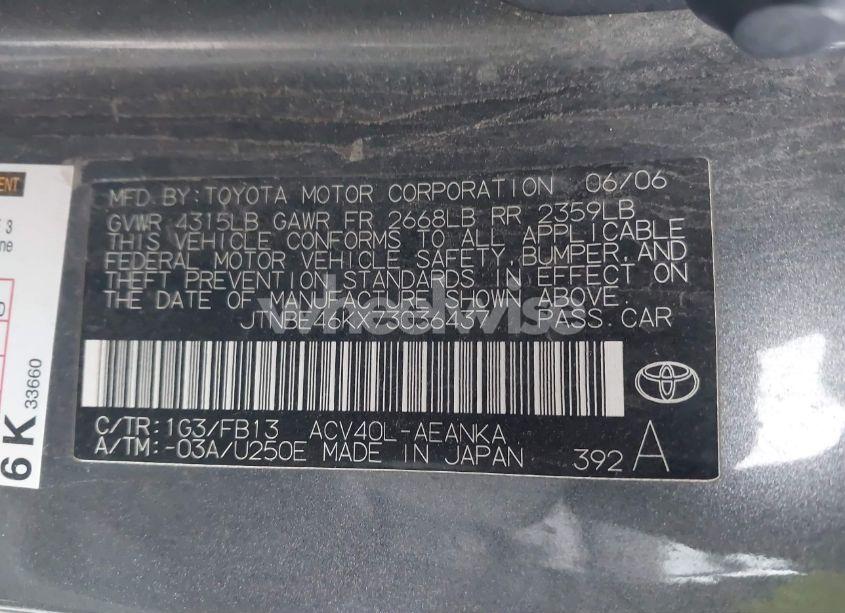 Photo 9 of 2007 Toyota Camry LE (VIN JTNBE46KX73036437)