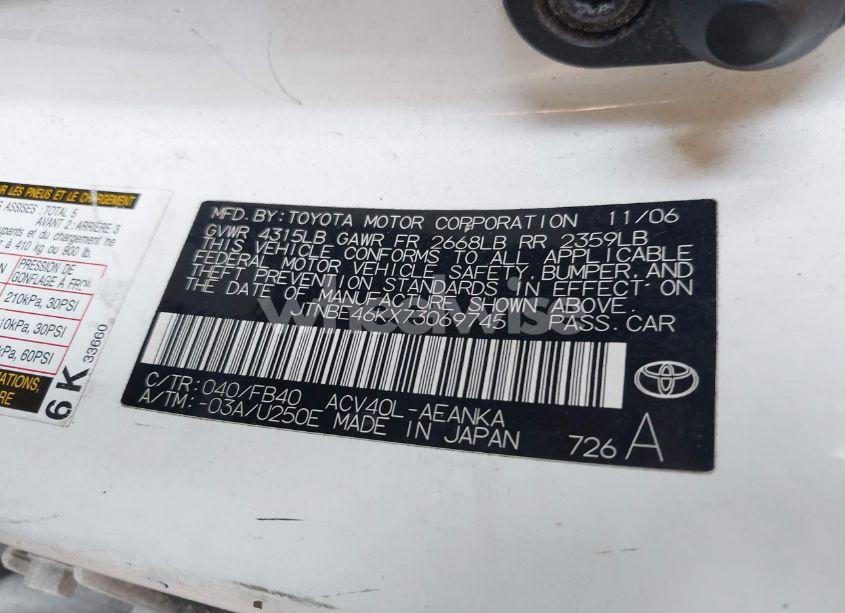 Photo 9 of 2007 Toyota Camry LE (VIN JTNBE46KX73069745)