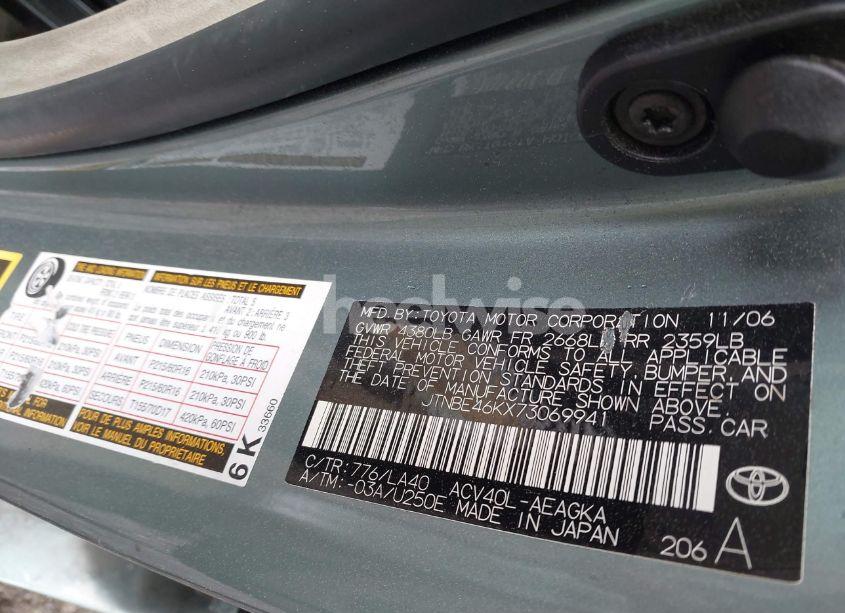 Photo 9 of 2007 Toyota Camry XLE (VIN JTNBE46KX73069941)