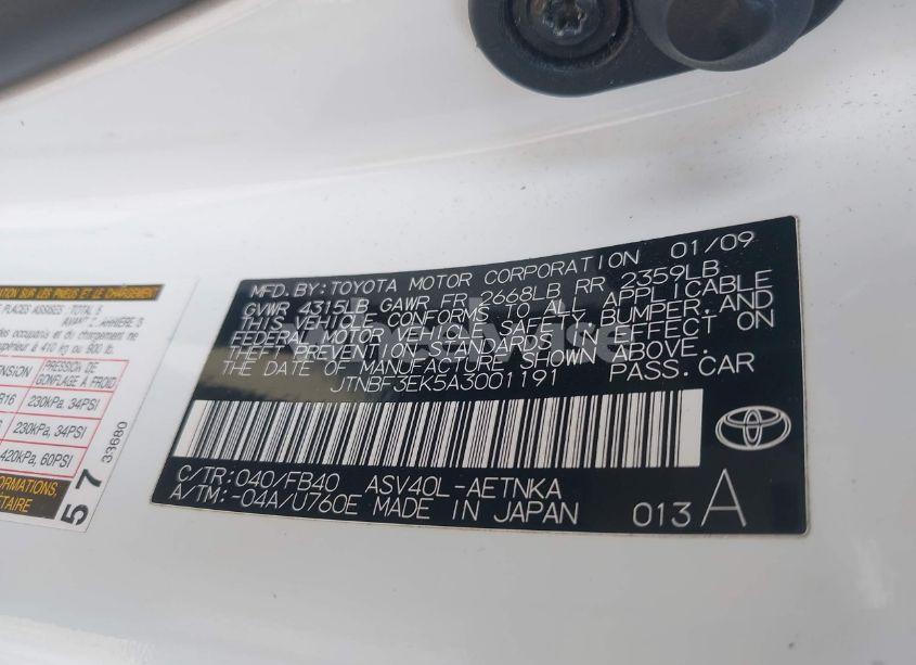 Photo 9 of 2010 Toyota Camry N/A (VIN JTNBF3EK5A3001191)