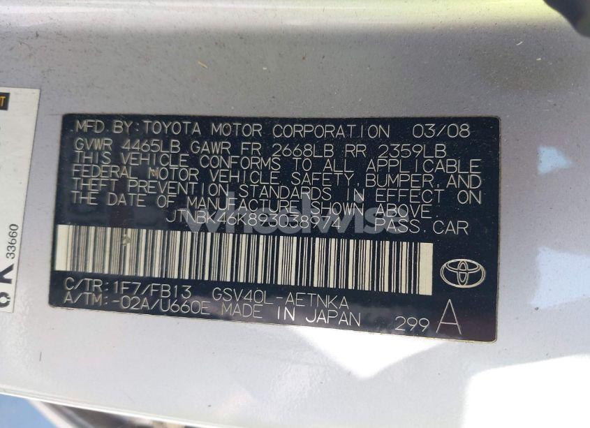 Photo 9 of 2009 Toyota Camry LE V6 (VIN JTNBK46K893038974)