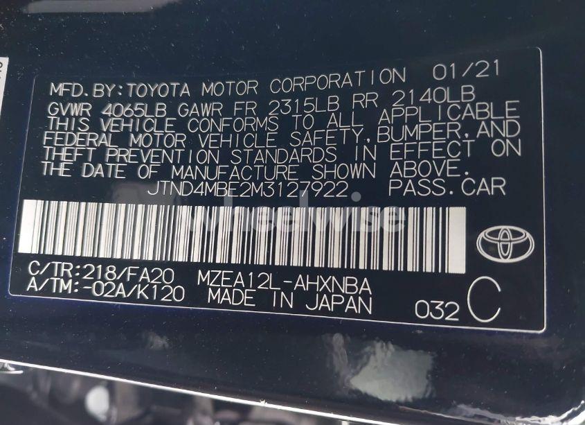 Photo 9 of 2021 Toyota Corolla SE (VIN JTND4MBE2M3127922)