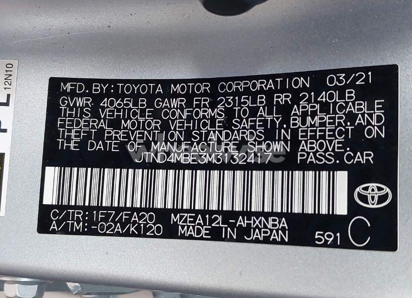 Photo 9 of 2021 Toyota Corolla SE (VIN JTND4MBE3M3132417)