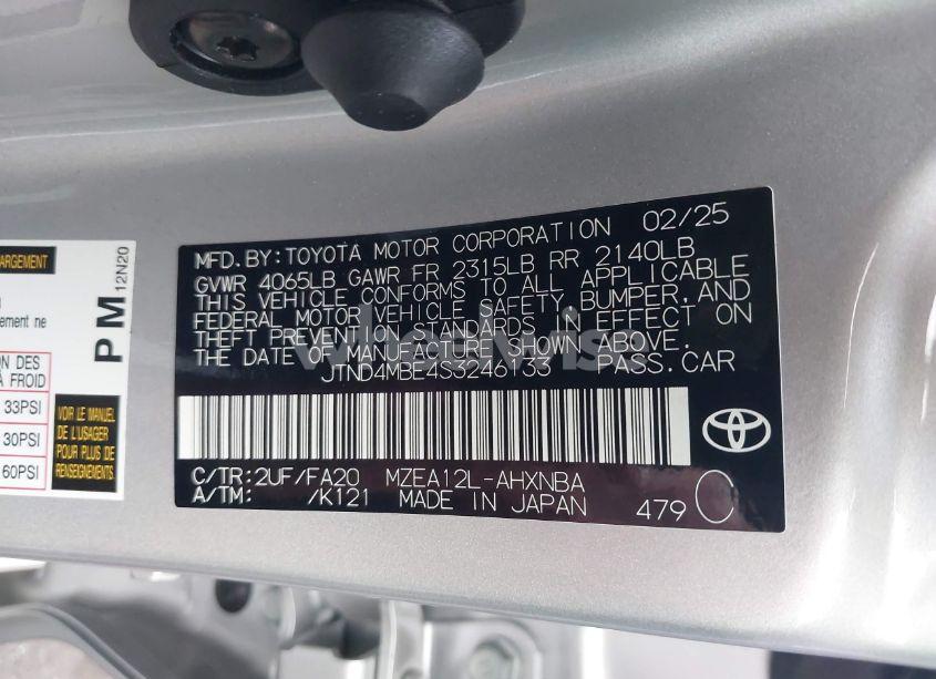 Photo 9 of 2025 Toyota Corolla NIGHTSHADE EDITION (VIN JTND4MBE4S3246133)