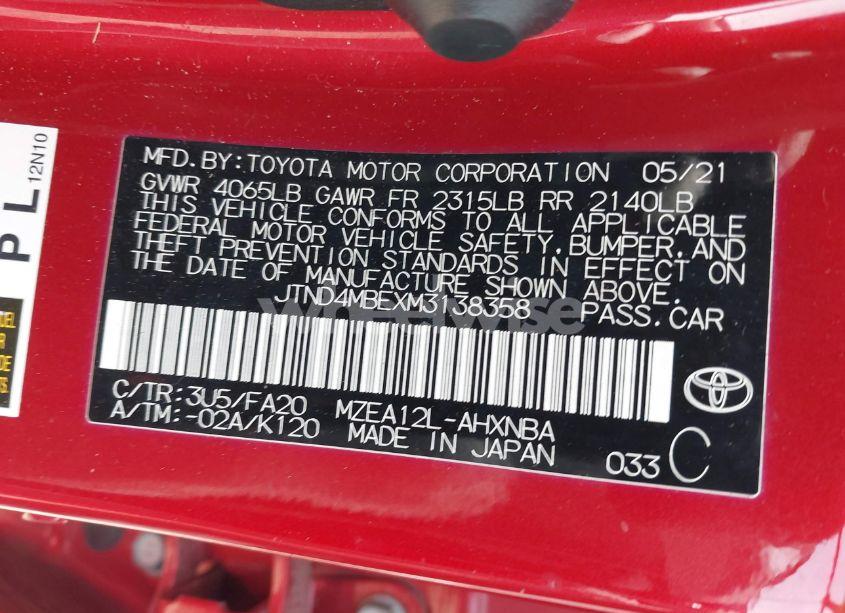 Photo 9 of 2021 Toyota Corolla SE/XSE/NIGHT SHADE (VIN JTND4MBEXM3138358)