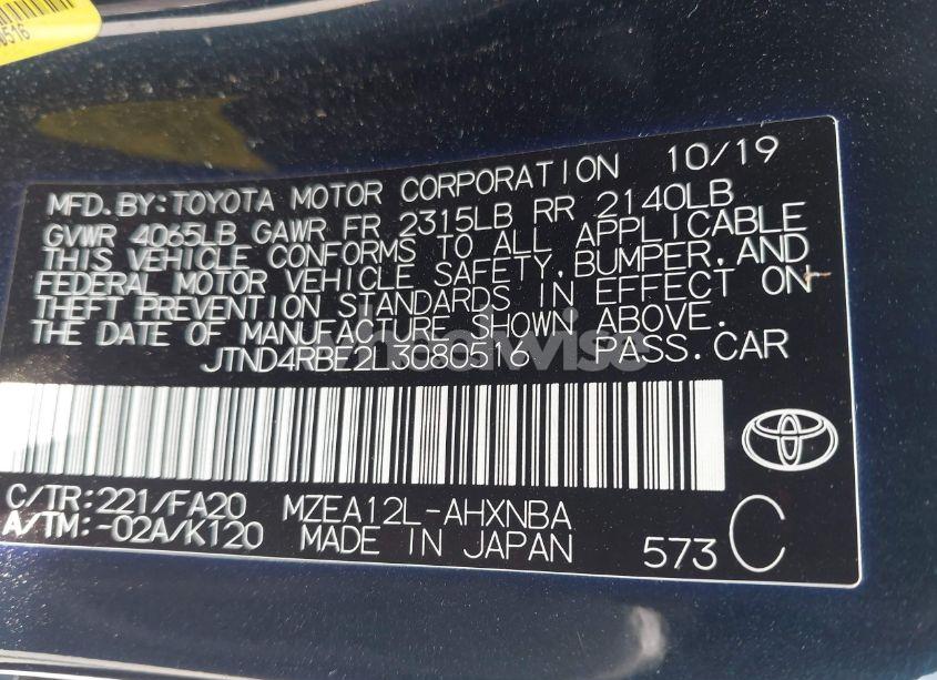 Photo 9 of 2020 Toyota Corolla SE (VIN JTND4RBE2L3080516)